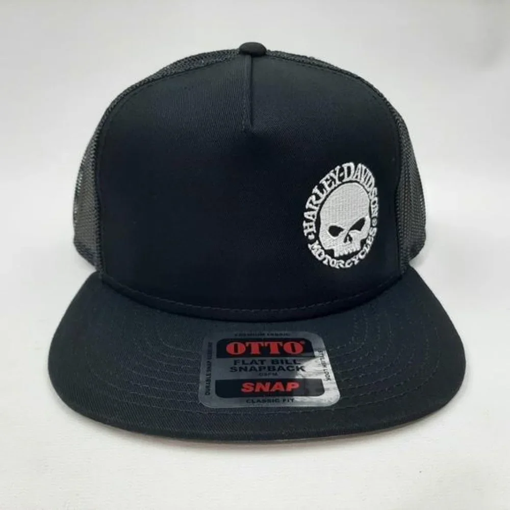 American Biker Retro Willy G Embroider Flat Bill Trucker Mesh Snapback Harley HD - Picture 2 of 8